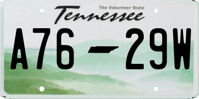 TN license plate A7629W