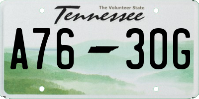 TN license plate A7630G