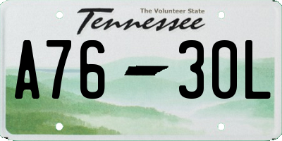 TN license plate A7630L