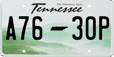 TN license plate A7630P