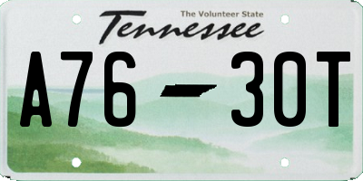 TN license plate A7630T