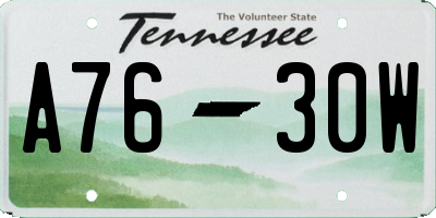 TN license plate A7630W