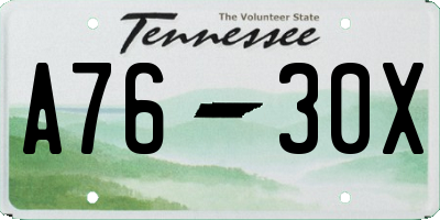 TN license plate A7630X