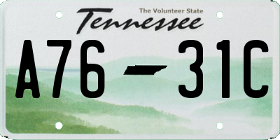 TN license plate A7631C