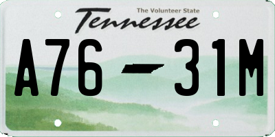 TN license plate A7631M