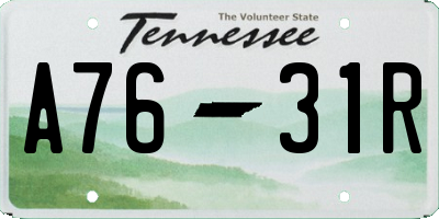 TN license plate A7631R