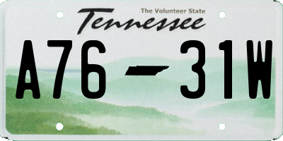 TN license plate A7631W