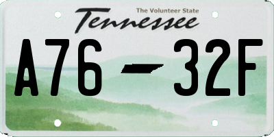 TN license plate A7632F
