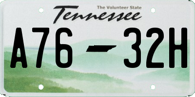 TN license plate A7632H