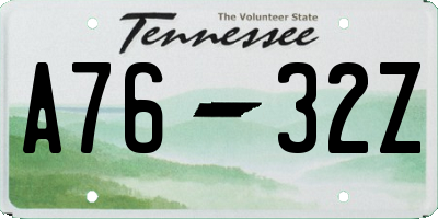 TN license plate A7632Z
