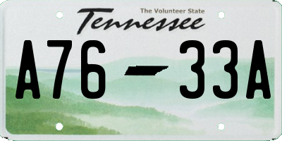 TN license plate A7633A