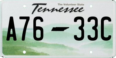 TN license plate A7633C
