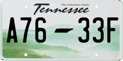 TN license plate A7633F