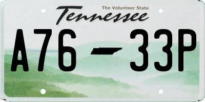TN license plate A7633P