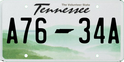TN license plate A7634A