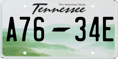 TN license plate A7634E