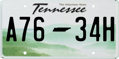TN license plate A7634H