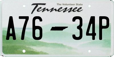 TN license plate A7634P