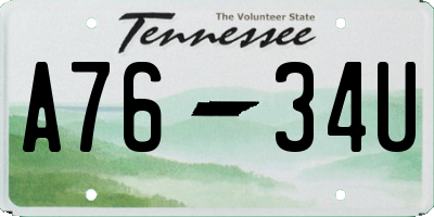 TN license plate A7634U