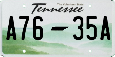 TN license plate A7635A