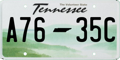 TN license plate A7635C