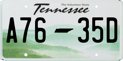 TN license plate A7635D
