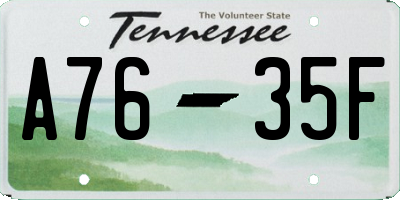 TN license plate A7635F
