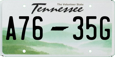 TN license plate A7635G