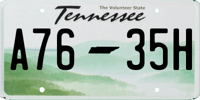 TN license plate A7635H