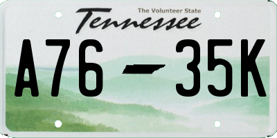 TN license plate A7635K