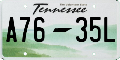 TN license plate A7635L