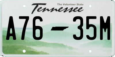 TN license plate A7635M