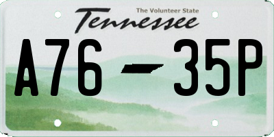 TN license plate A7635P