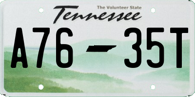 TN license plate A7635T
