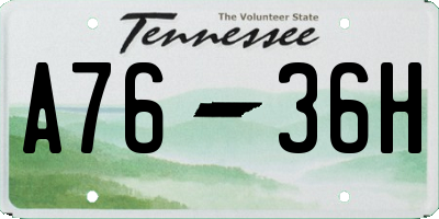 TN license plate A7636H