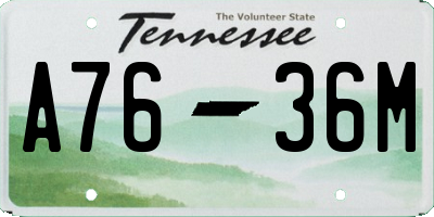 TN license plate A7636M