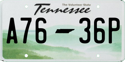 TN license plate A7636P