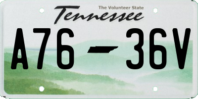 TN license plate A7636V