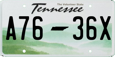 TN license plate A7636X