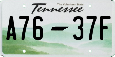 TN license plate A7637F