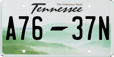 TN license plate A7637N