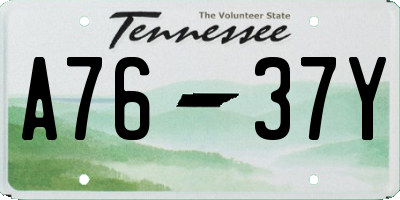 TN license plate A7637Y
