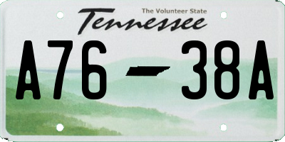 TN license plate A7638A