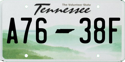 TN license plate A7638F