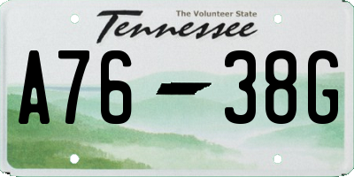 TN license plate A7638G