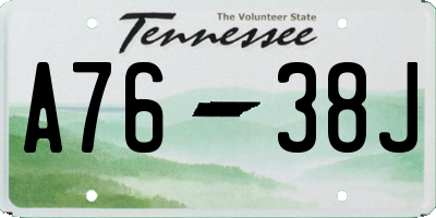 TN license plate A7638J
