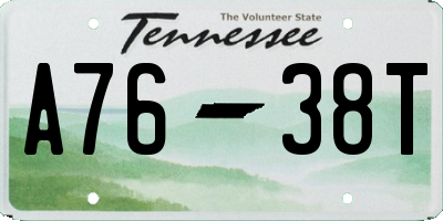 TN license plate A7638T
