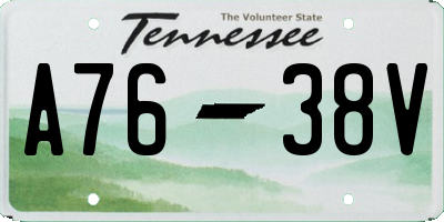 TN license plate A7638V