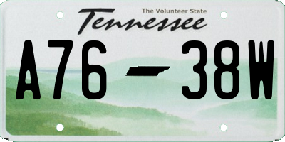 TN license plate A7638W