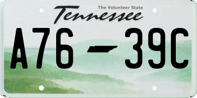 TN license plate A7639C